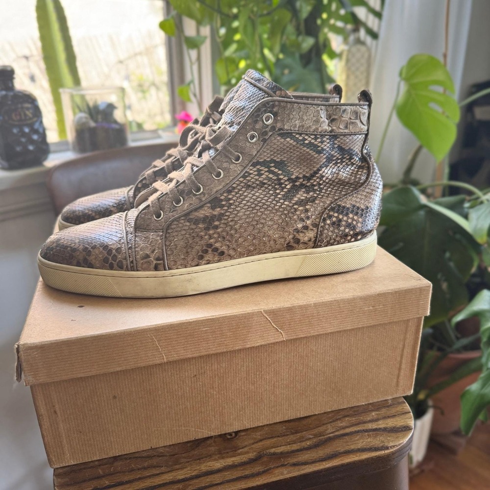 Christian Louboutin Python Snakeskin High Top Sneakers Men's‎ Size 45